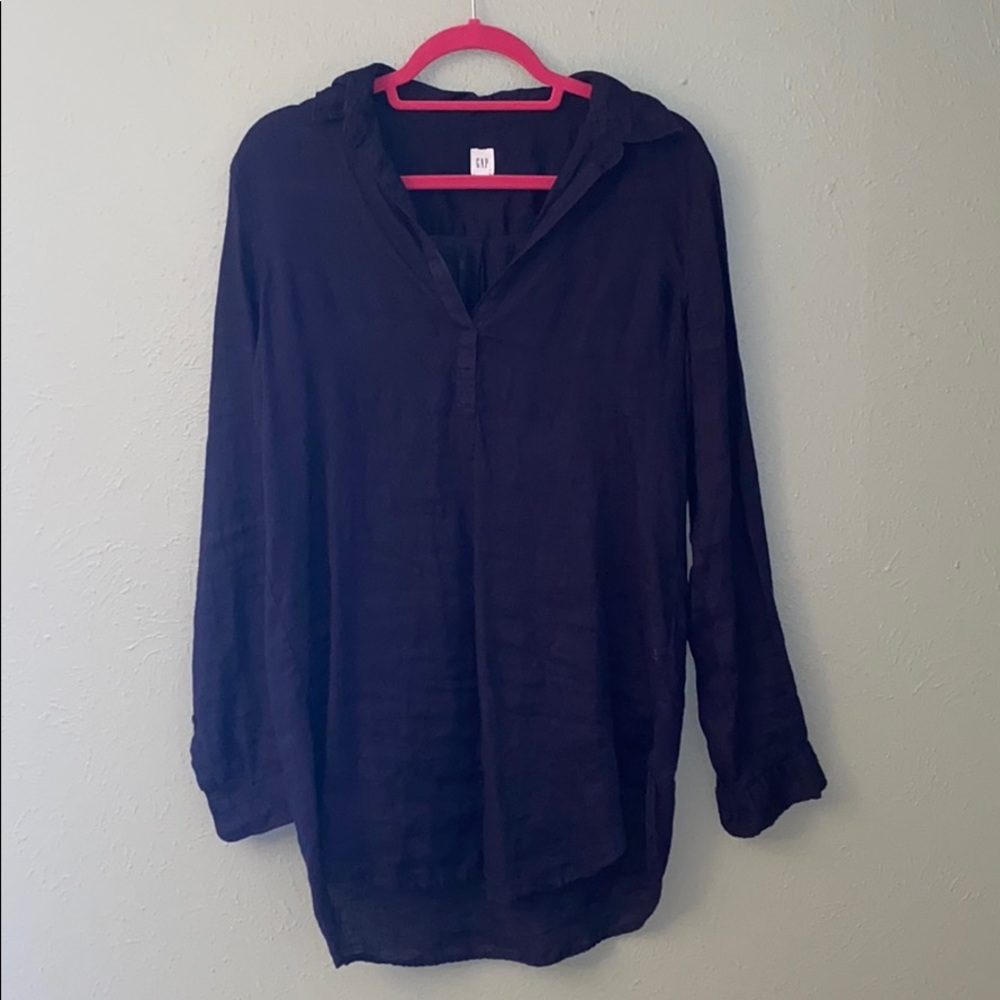 Gap Linen Popover. Navy. Size Small Tall. EUC!